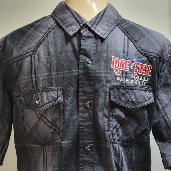 Burnside Pearl Snap SS Shirt Lone Star Rally Galveston Tx - Size Large - Picture 2 of 8